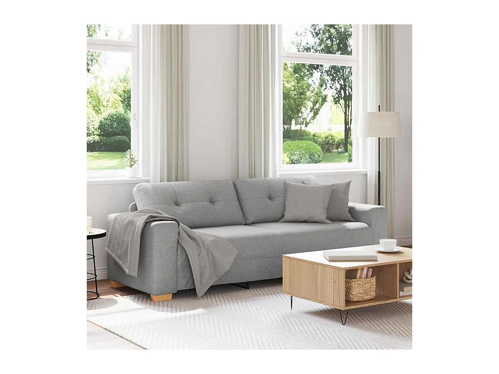 Divano a 3 posti con cuscino in tessuto grigio nuvola