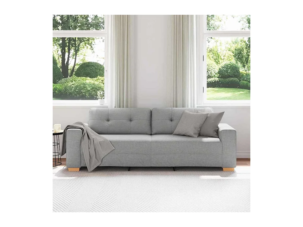 Divano a 3 posti con cuscino in tessuto grigio nuvola