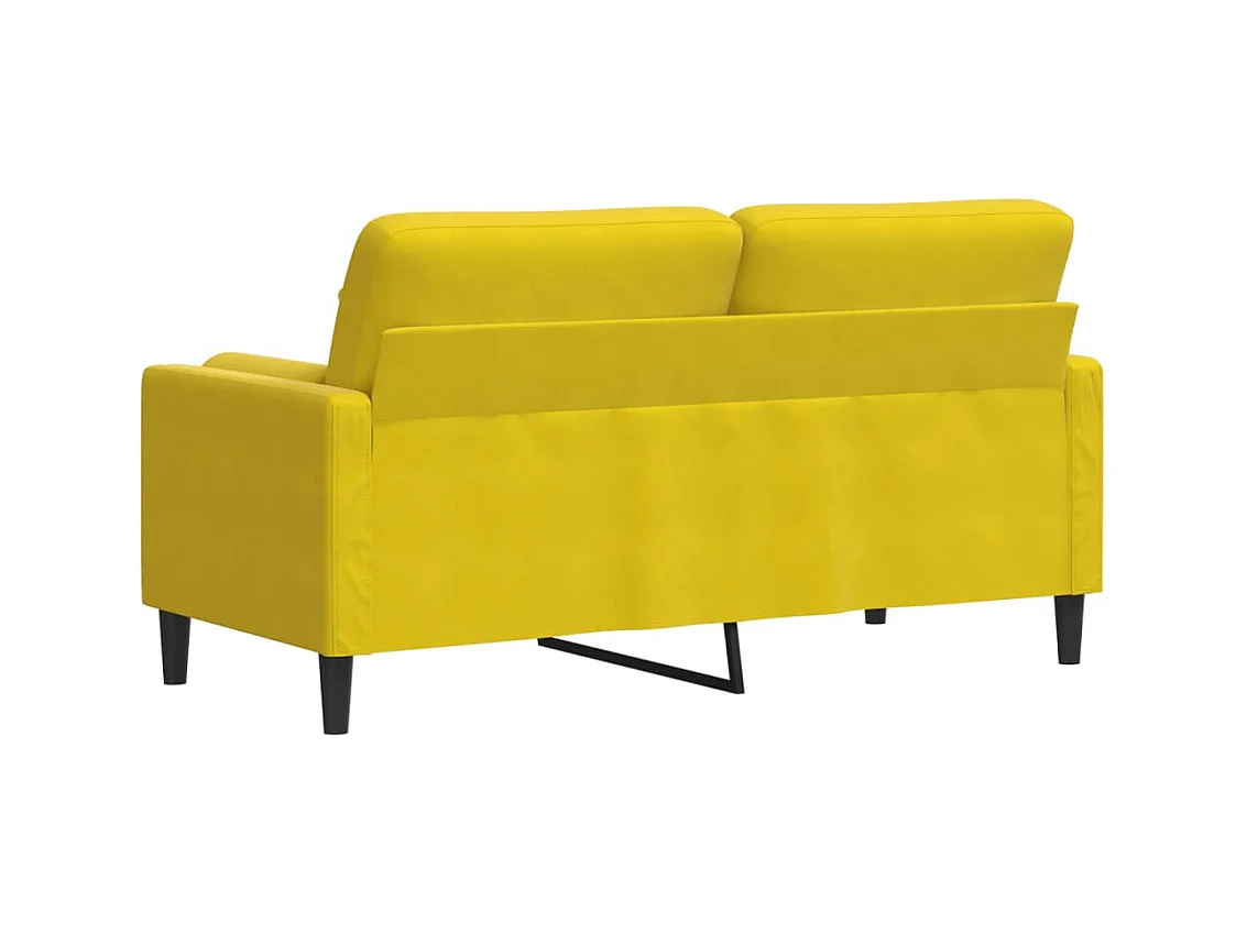 Divano 2 posti con cuscini decorativi giallo 140 cm velluto