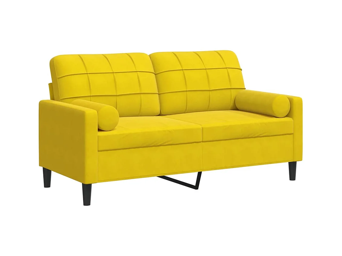 2-zitsbank met sierkussens geel 140 cm fluweel