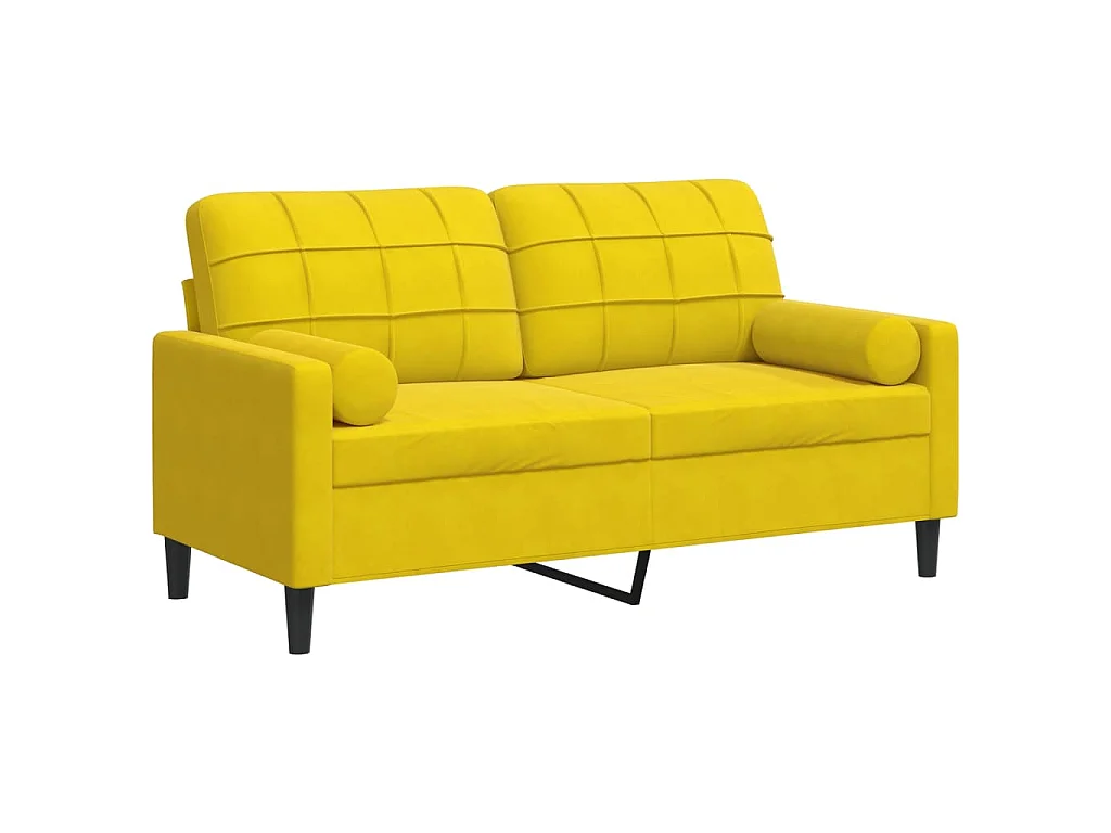 2-Sitzer-Sofa mit Dekokissen gelb 140 cm Samt