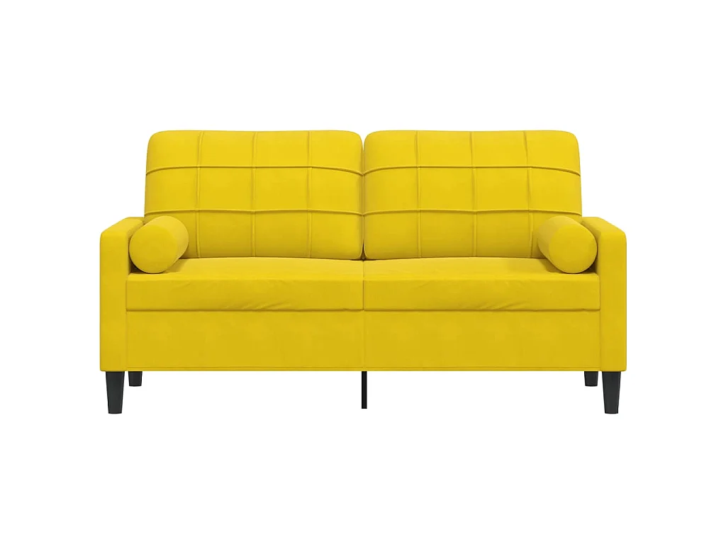 2-Sitzer-Sofa mit Dekokissen gelb 140 cm Samt