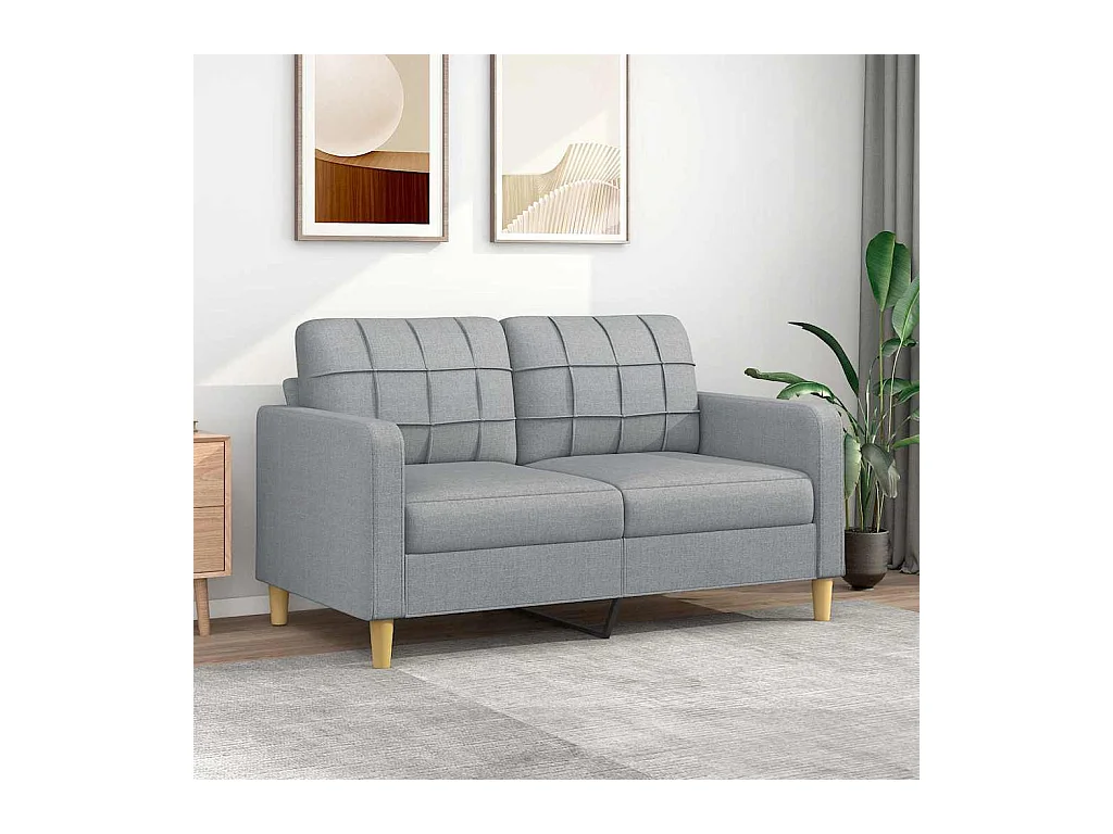 Canapé à 2 places Gris clair 140 cm Tissu