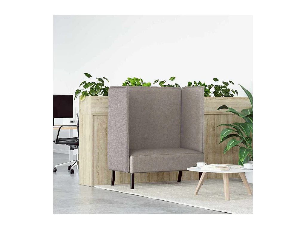 Divano con schienale alto in tessuto color tortora 109 x 56 x 121 cm