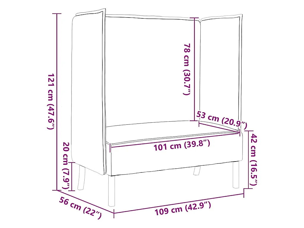 Hochlehner-Sofa Taupe 109 x 56 x 121 cm Stoff