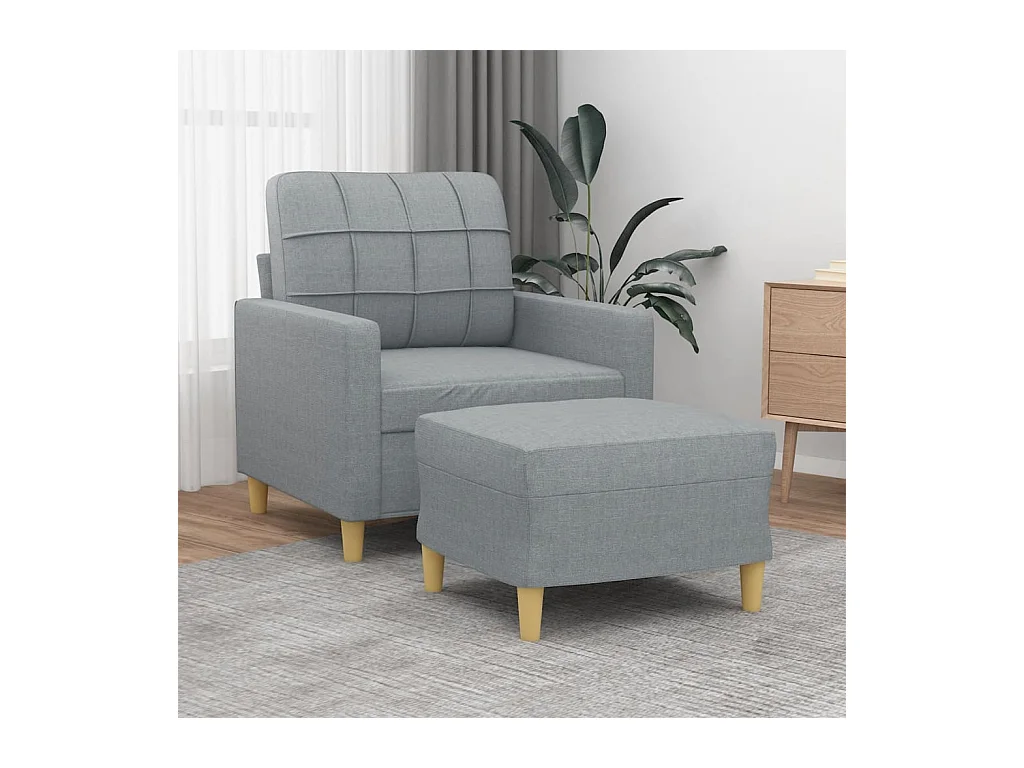 Fauteuil avec repose-pied Gris clair 60 cm Tissu