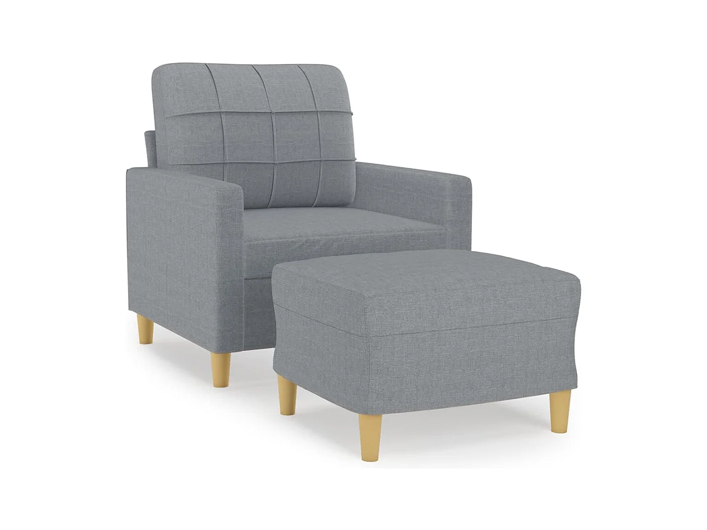 Fauteuil avec repose-pied Gris clair 60 cm Tissu
