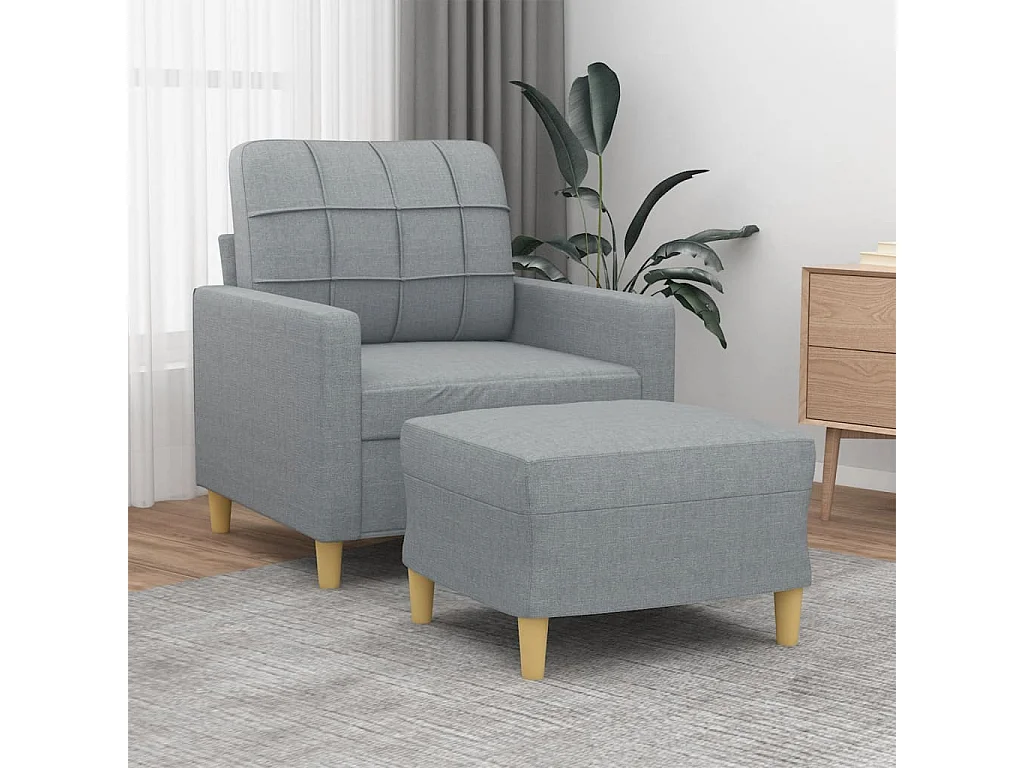 Fauteuil avec repose-pied Gris clair 60 cm Tissu
