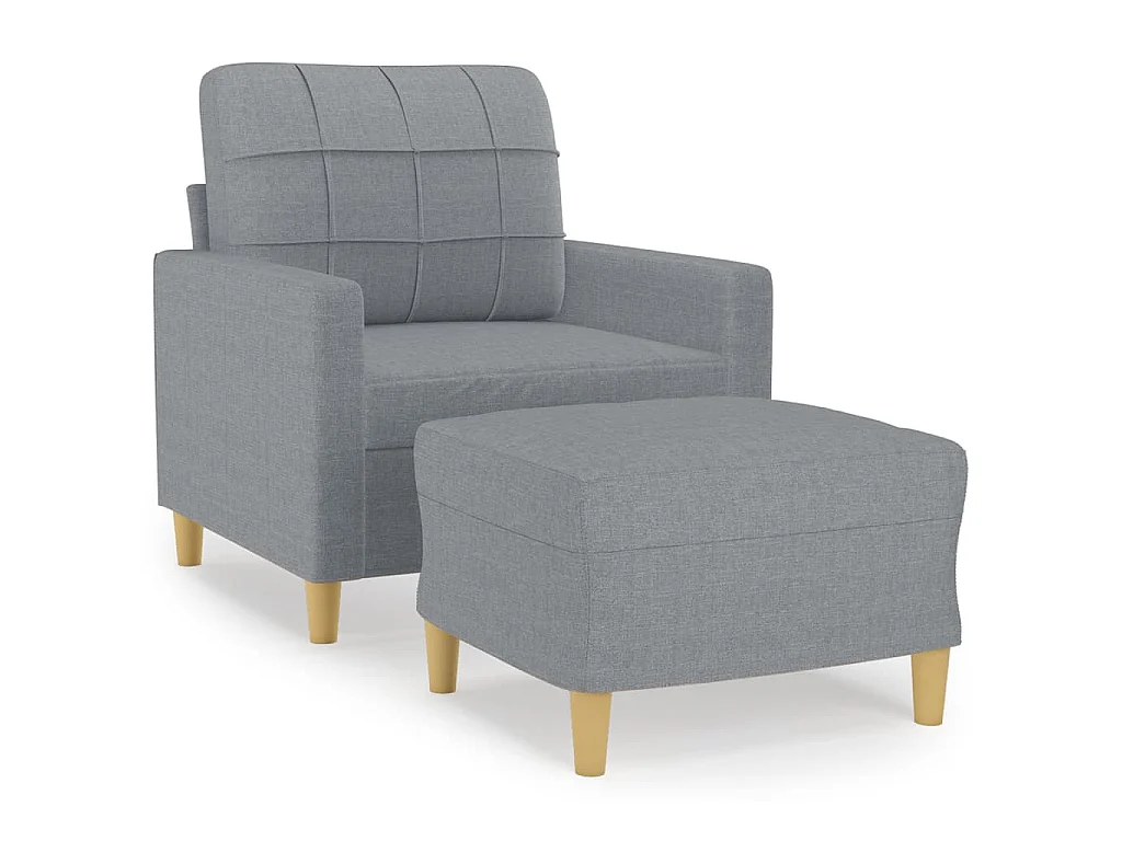 Fauteuil avec repose-pied Gris clair 60 cm Tissu