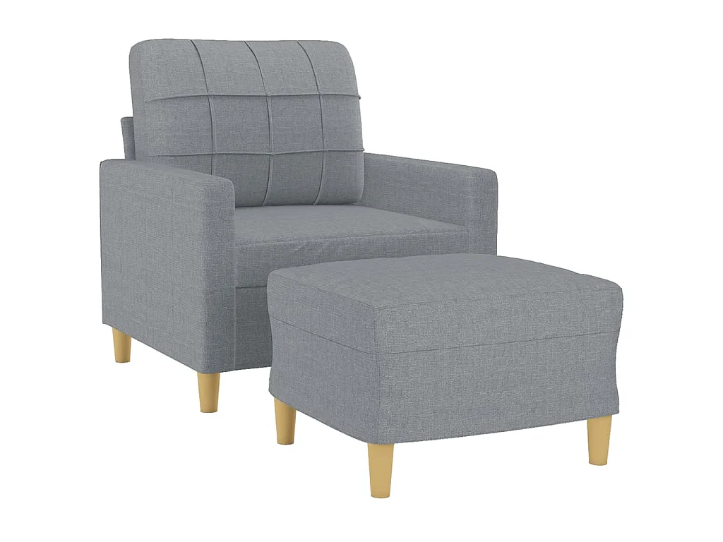 Fauteuil avec repose-pied Gris clair 60 cm Tissu