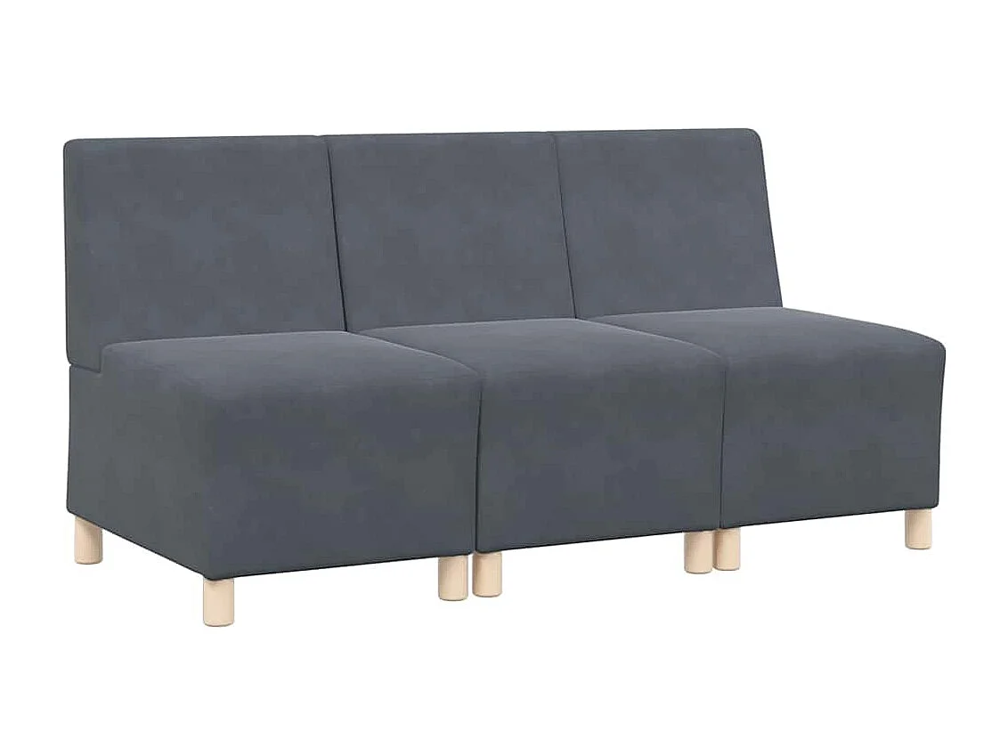 Unité de Sofa Modulaire Sans Accoudoirs 3 pcs Gris foncé