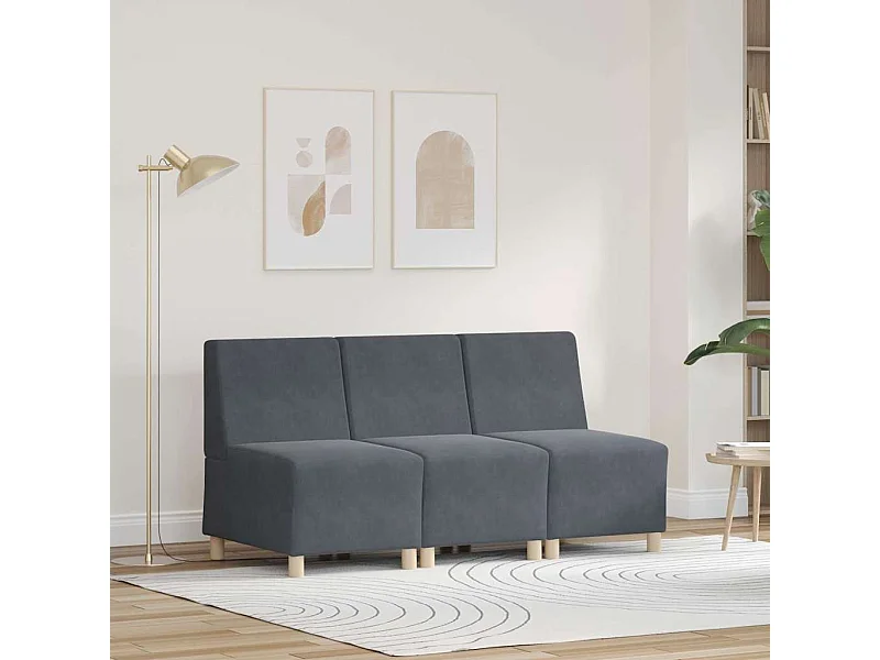 Unité de Sofa Modulaire Sans Accoudoirs 3 pcs Gris foncé