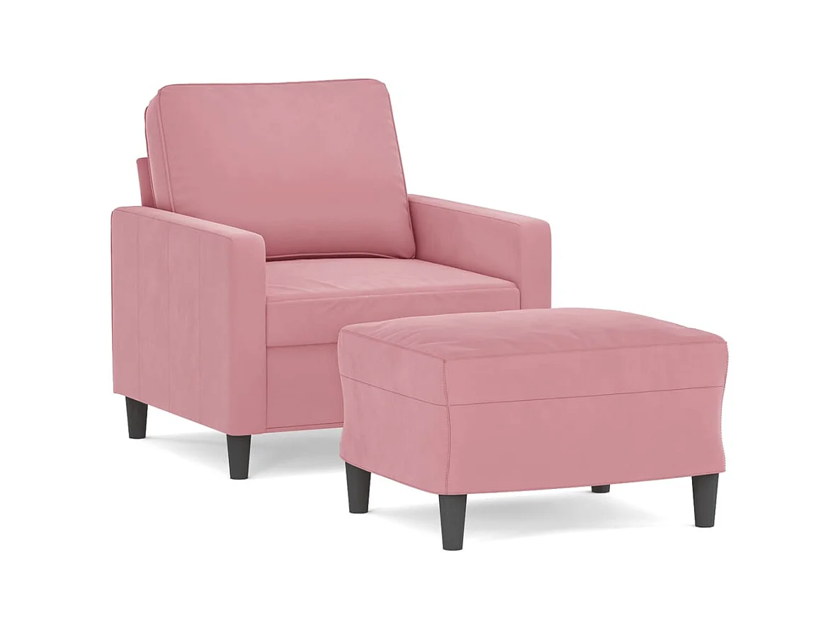 Fauteuil met voetenbankje Roze 60 cm Fluweel