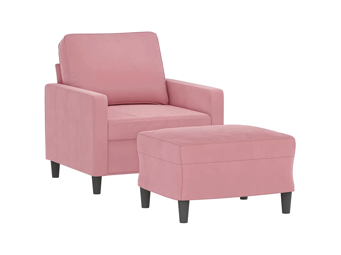 Fauteuil met voetenbankje Roze 60 cm Fluweel