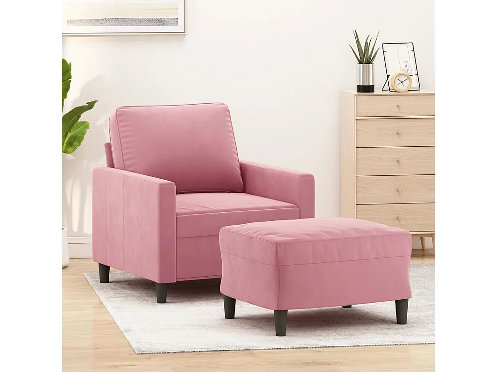 Fauteuil met voetenbankje Roze 60 cm Fluweel