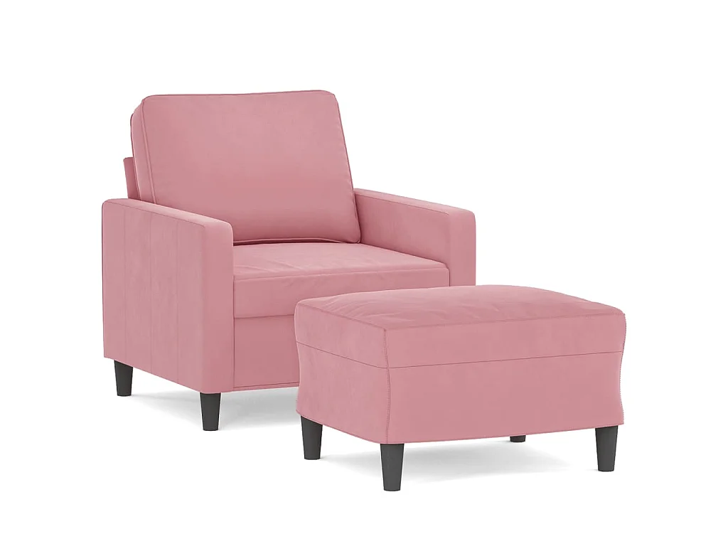 Fauteuil met voetenbankje Roze 60 cm Fluweel