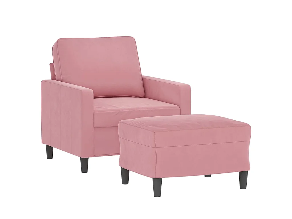 Fauteuil met voetenbankje Roze 60 cm Fluweel