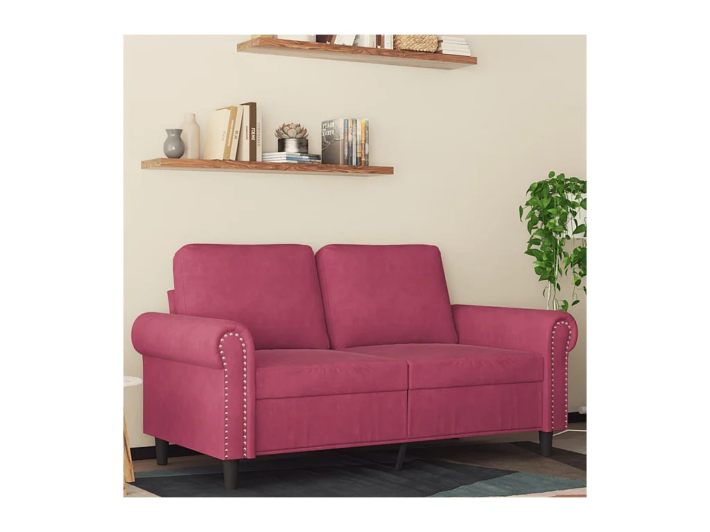 Divano 2 posti rosso bordeaux 120 cm velluto