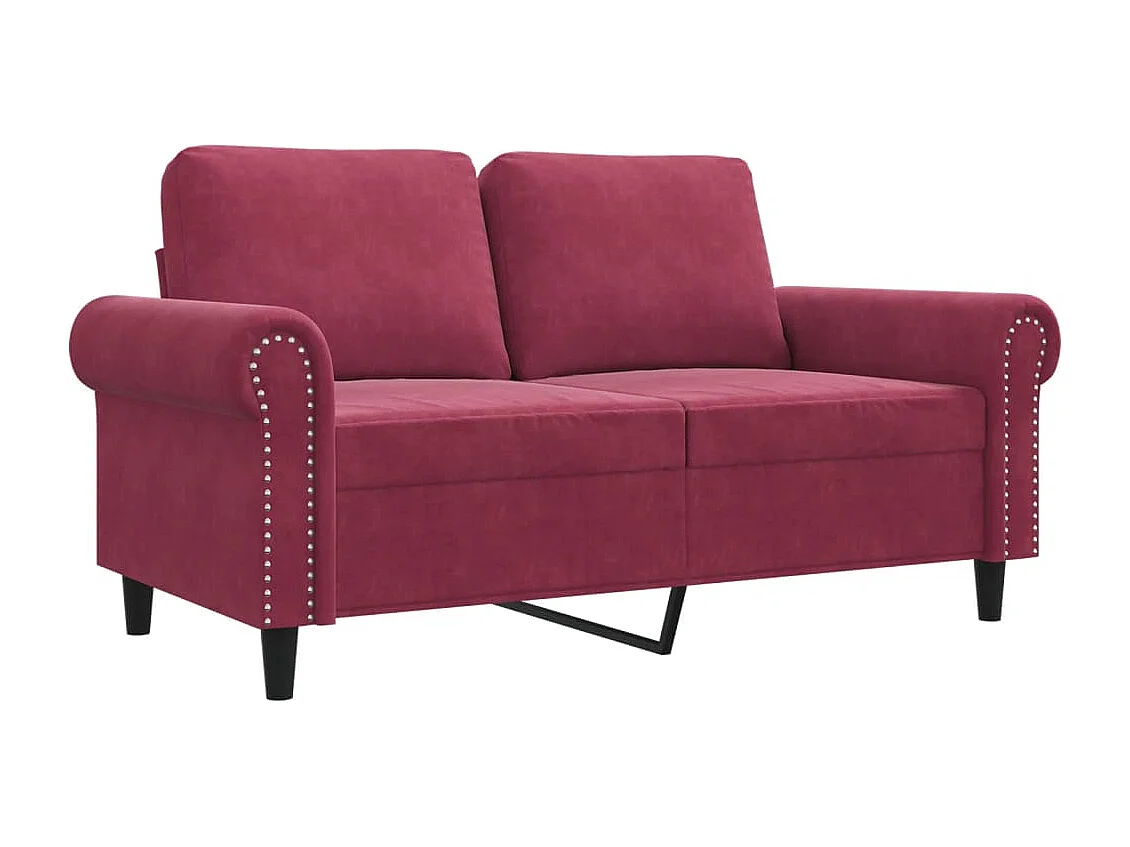 Sofá 2 plazas Rojo burdeos 120 cm Terciopelo