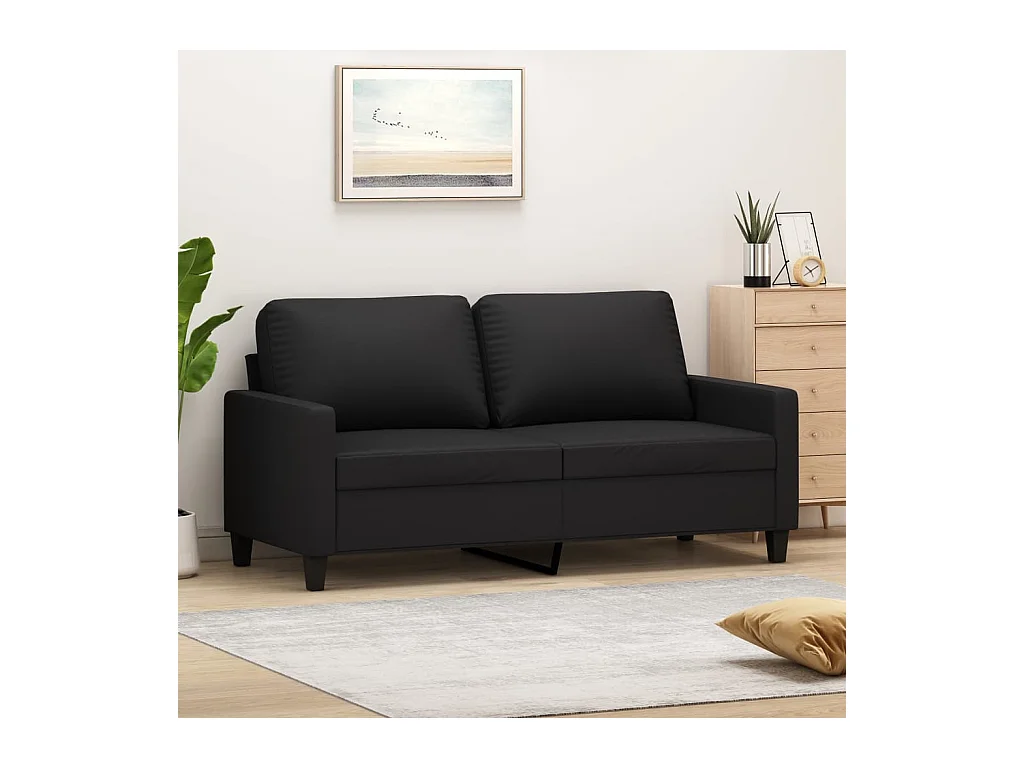 Divano 2 posti Nero 140 cm Similpelle