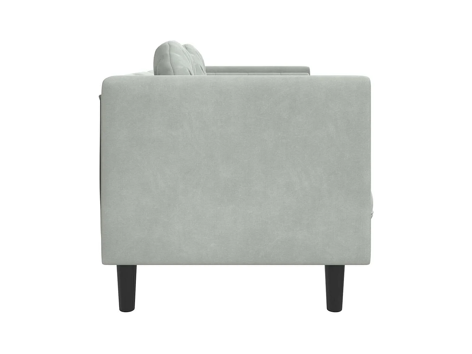 2-zits lichtgrijze fluwelen bank met kussens