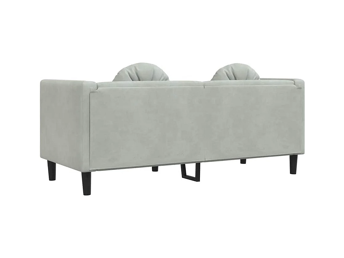 2-zits lichtgrijze fluwelen bank met kussens