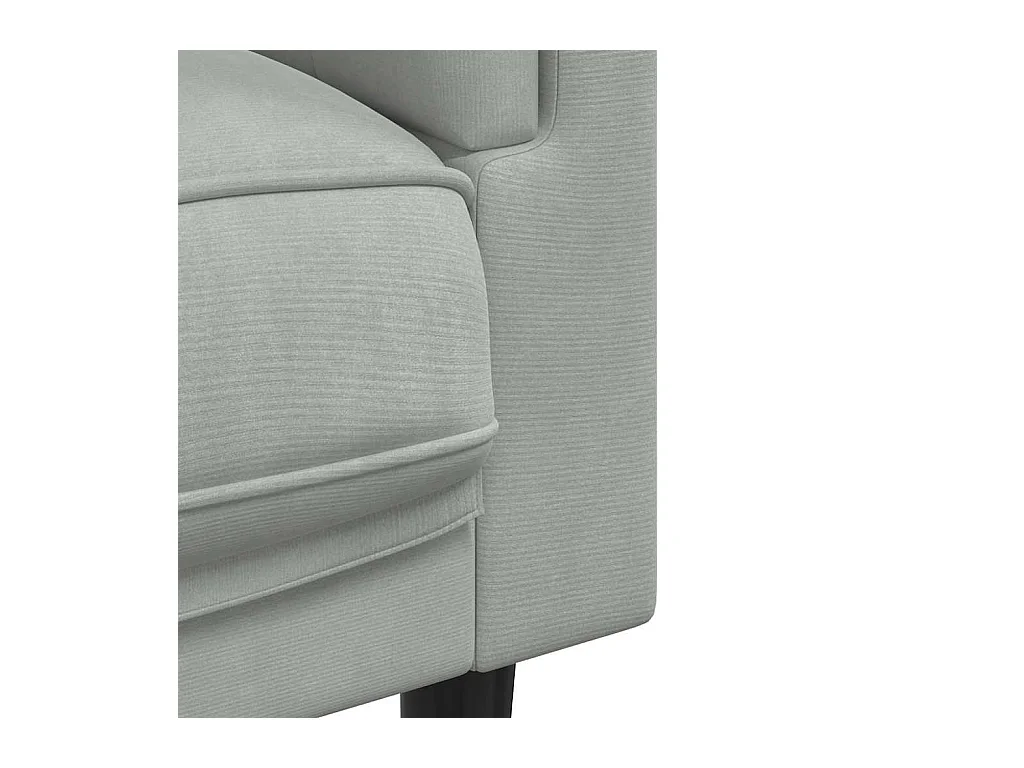 2-zits lichtgrijze fluwelen bank met kussens