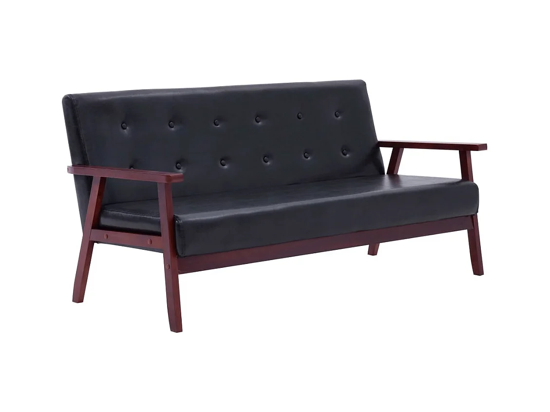 Conjunto de sofá de 2 piezas en piel sintética negra