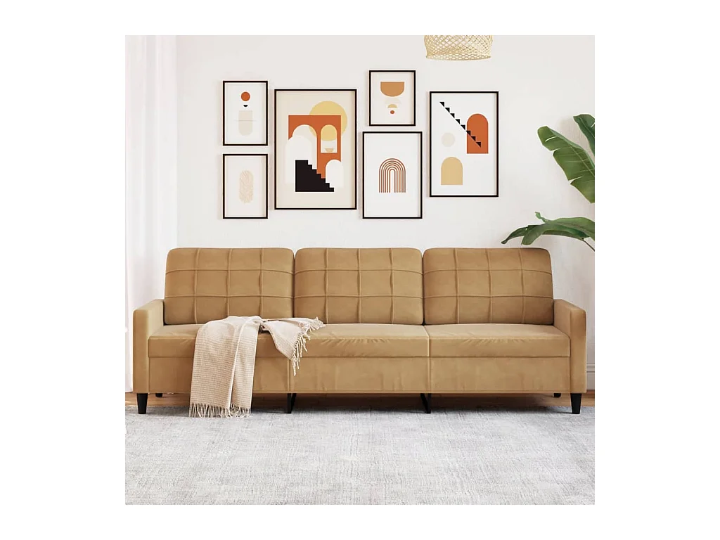 Divano 3 posti Marrone 210 cm Velluto