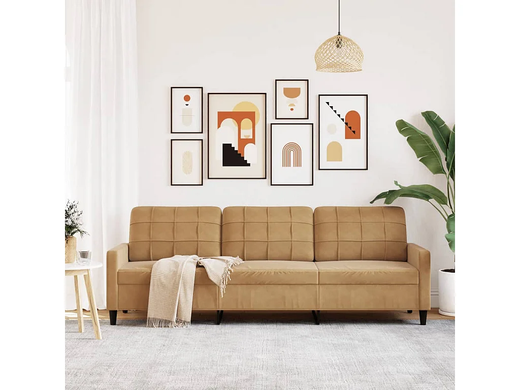 Divano 3 posti Marrone 210 cm Velluto