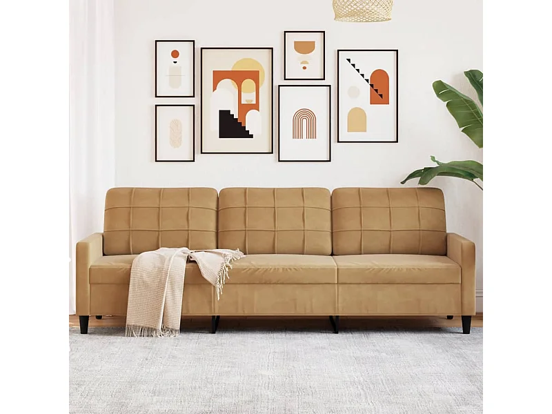 Canapé à 3 places Marron 210 cm Velours