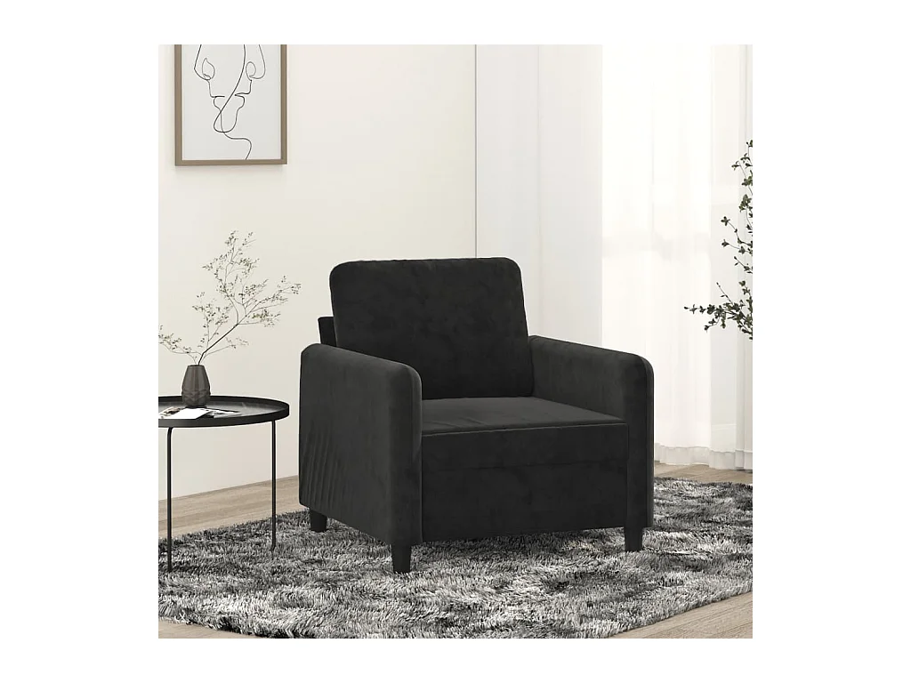 Sillón de terciopelo negro de 60 cm