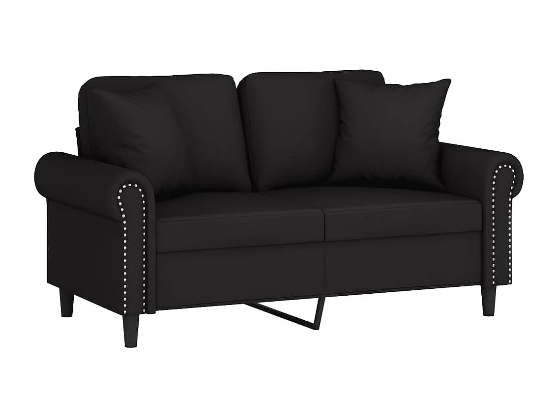 Sofá de 2 plazas con cojines decorativos de terciopelo negro de 120 cm.