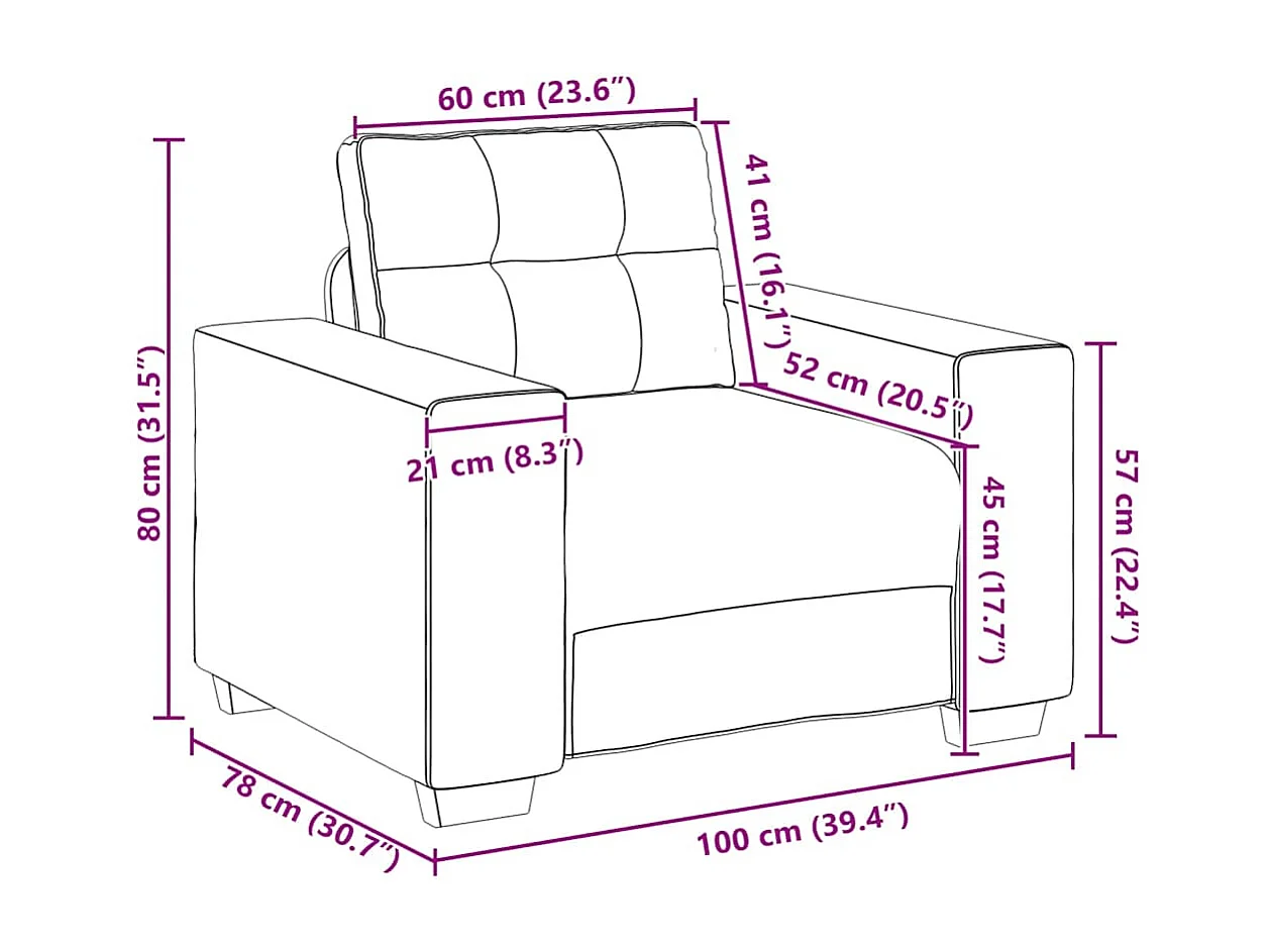 Fauteuil Gris foncé 60 cm Tissu