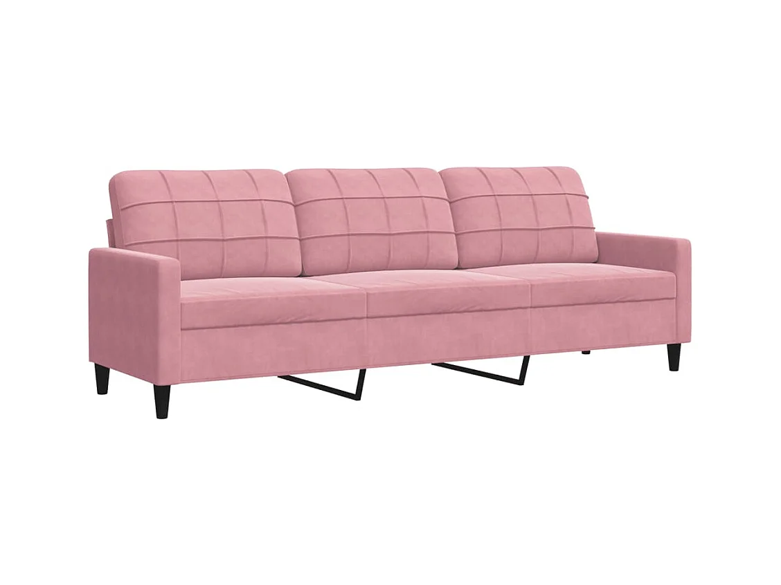 4-delige bankstel met kussens, roze fluweel