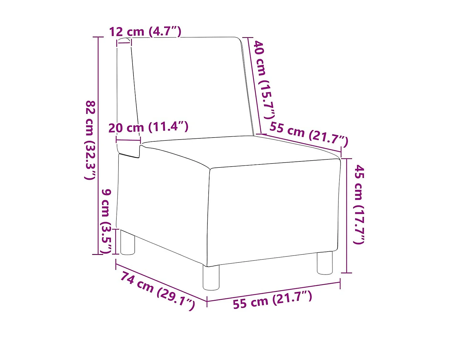 Unité de Sofa Modulaire Sans Accoudoirs 2 pcs Gris clair