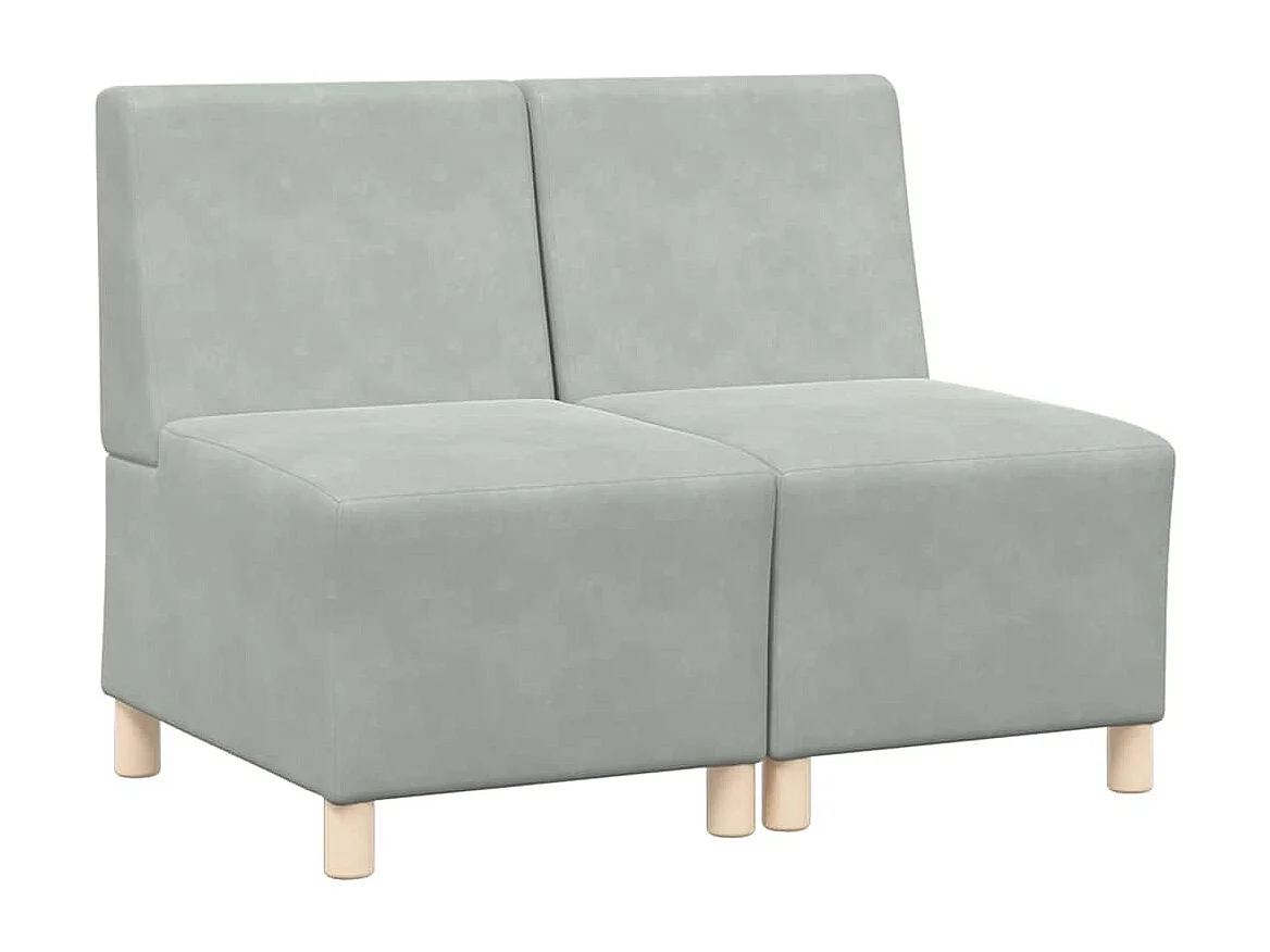 Modulaire bank zonder armleuningen 2 stuks lichtgrijs