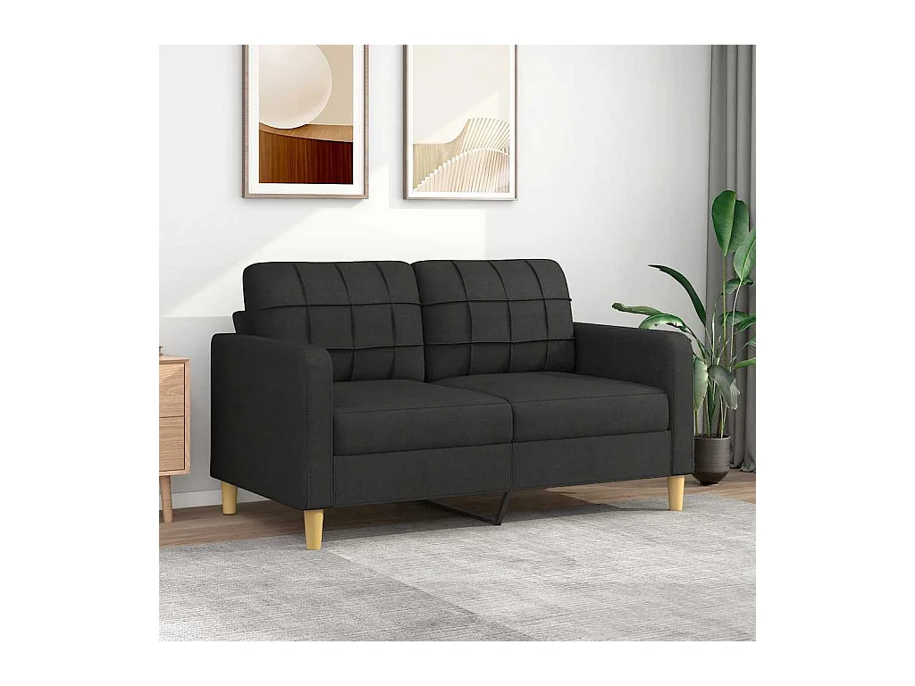 Sofá 2 plazas Tela Negro 140 cm
