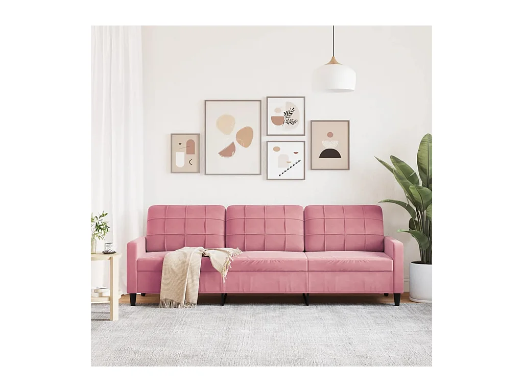 Divano 3 posti Rosa 210 cm Velluto