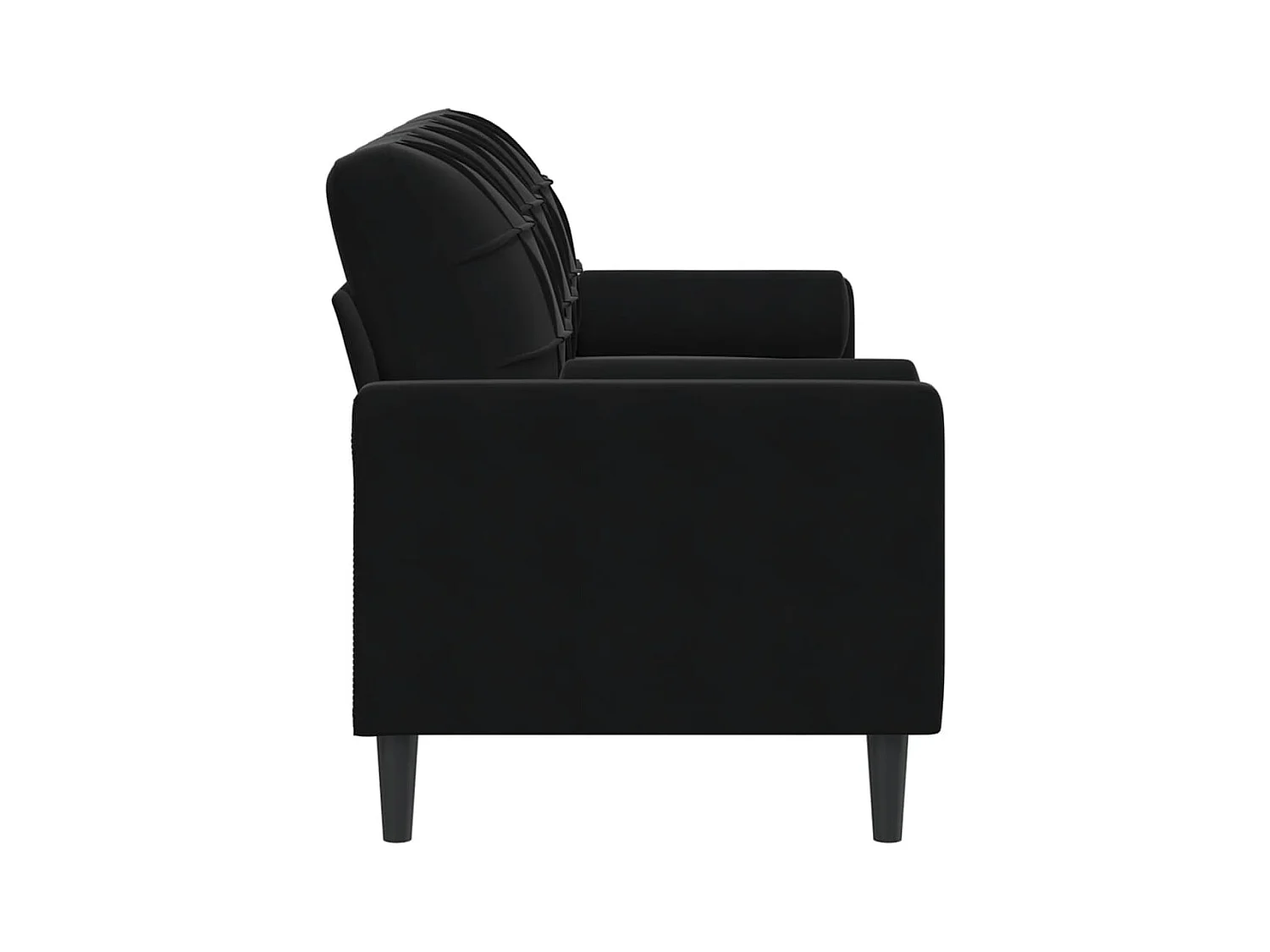 Sofá de 3 plazas con cojines decorativos de terciopelo negro de 180 cm.