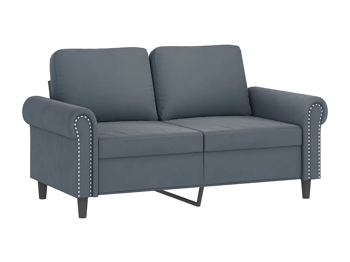 Conjunto de sofá de 2 piezas con cojines de terciopelo gris oscuro