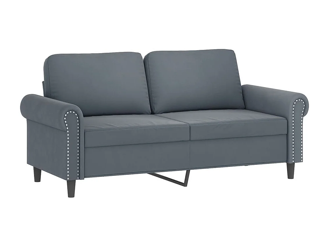 Conjunto de sofá de 2 piezas con cojines de terciopelo gris oscuro