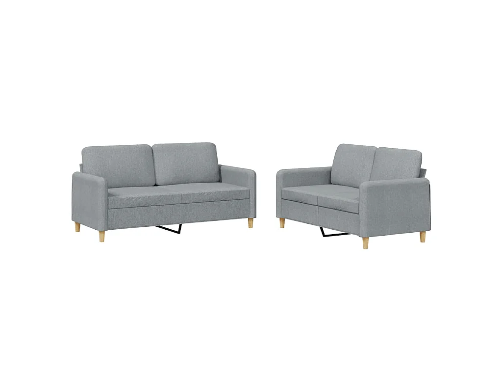 Ensemble de canapés 2 pcs avec coussins Gris clair Tissu