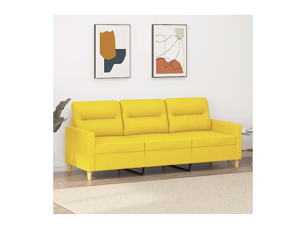Sofá 3 plazas Amarillo claro 180 cm Tela