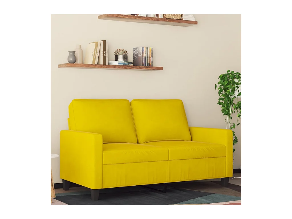 Sofá 2 plazas Amarillo 120 cm Terciopelo
