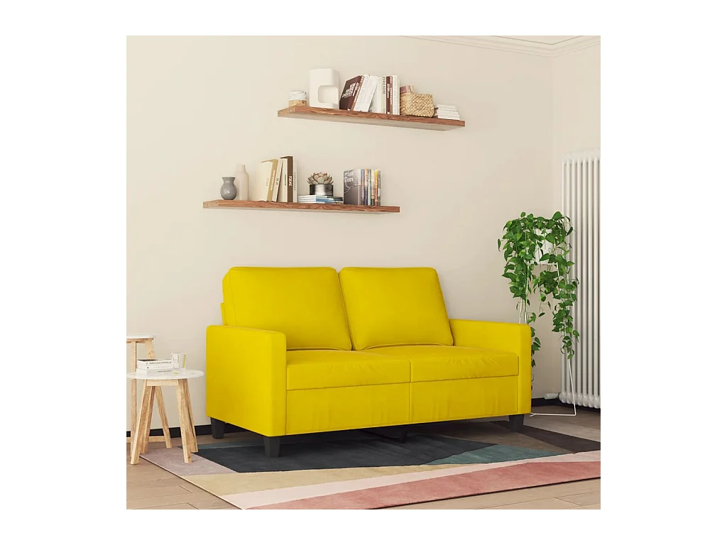 Sofá 2 plazas Amarillo 120 cm Terciopelo