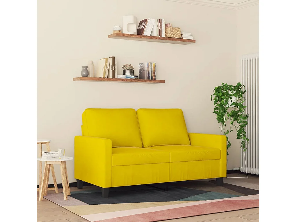 Sofá 2 plazas Amarillo 120 cm Terciopelo