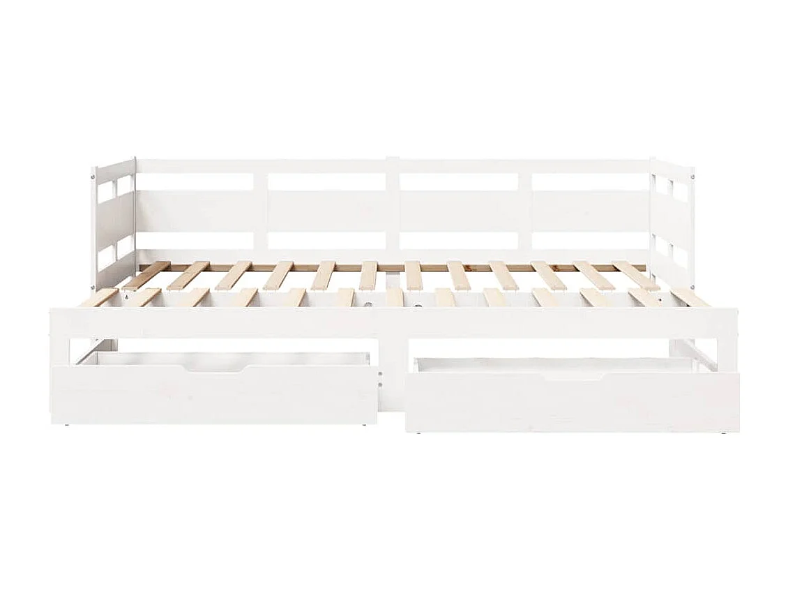 Cama de día con nido y cajones sin colchón blanco 90x190cm