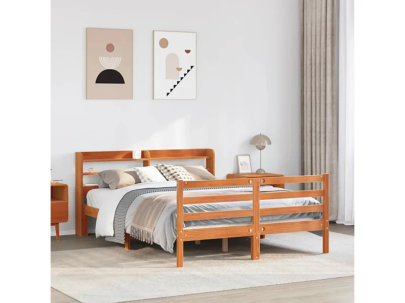 Bedframe zonder matras bruin gewaxt 120x190cm massief grenenhout