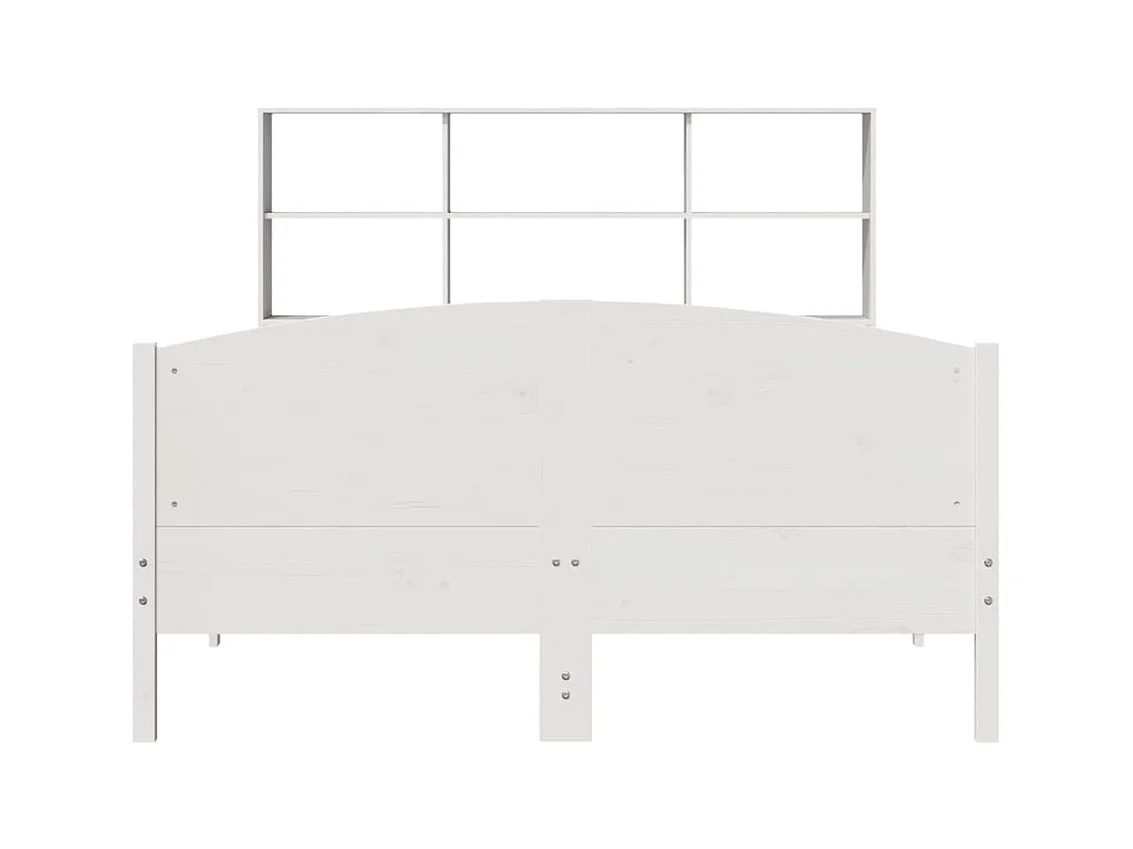 Lit bibliothèque sans matelas blanc 140x200 cm bois pin massif